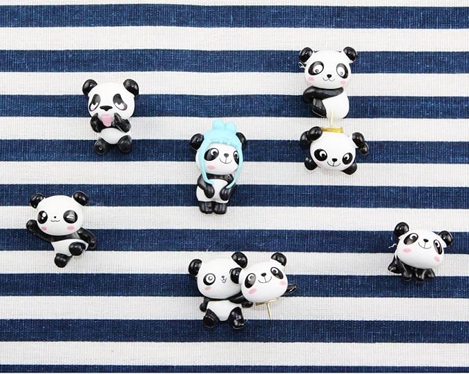 Cartoon Pushpin Combination 8 Pcs Cute Panda Thumbtacks for Feature Wall, Whiteboard, Corkboard, Photo Wall