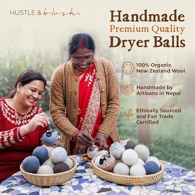 Fluff Ewes Wool Dryer Balls 3 Pack Premium New Zealand Wool Laundry Balls for Dryer, No Static Dryer Balls Laundry Reusable Cute - XL Wool Dryer Balls Cute, Baby Dryer Balls for Dryers - Lights