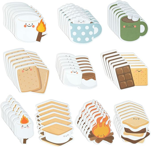 CJiangpo 60Pcs Marshmallow Sticky Notes - 1200 Sheets Cute Self Stick Notepad Memo Pads Funny Cartoon Page Markers for Classroom Rewards Teacher Student Supplies Camping Themed Gift for Kids