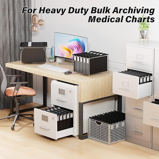 Extra Capacity Legal Size Plastic Hanging File Folders,2" Expanding Accordian Pocket with Black Insert Gasket,Heavy Duty for Filing Cabinet,Hard and Durable Hang Folders,Legal Size,12 Pack(Black)