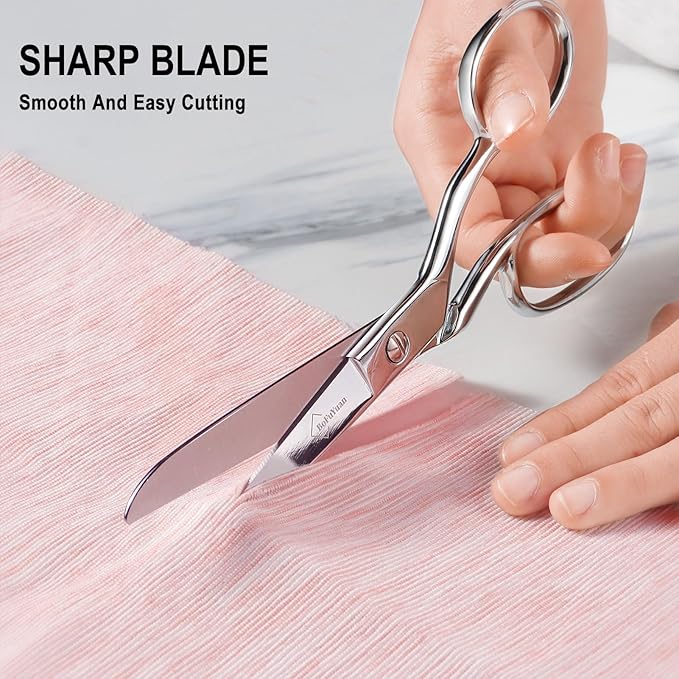 Stainless Steel Fabric Scissors – Professional Senior Tailor Sewing Scissors, Sharp Durable, Easily Cut Multiple Layers Fabrics, 8-Inch