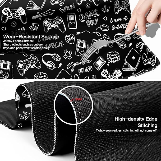 Vimorco Large Gaming Mouse Pad, Large Desk Pad Big Computer Mat Mousepad, Desk Mat Laptop Keyboard Mouse Mat for Game/Office/Home/Work 31.5x15.7 in, Gamer Power Gaming Time