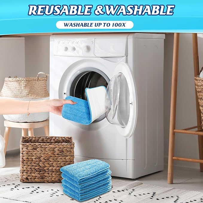 Gandeer 100 Pack Microfiber Mop Pads Machine Washable Cleaning Flat Mop Head Replacement Reusable Household Pads for Hardwood and Hard Surface Floor Cleaning and Scrubbing