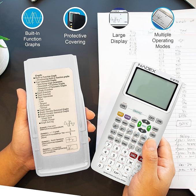 Scientific Calculator with Graph Functions for College and High School Students, Engineering, Advanced Mathematics, Calculus, Algebra, Geometery, Trigonometry, Statistics, Physics, Chemistry, White