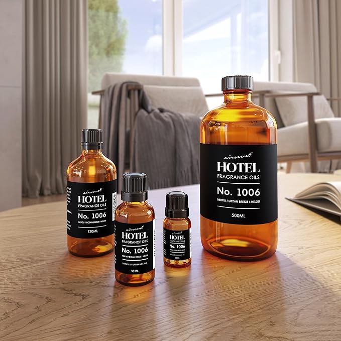 AirScent Hotel Diffuser Oil No. 1006 - Neroli Ocean Breeze Melon - Hotel Scent Dupe - Premium Fragrance Oil for Ultrasonic and Waterless Diffusers and Crafting - 120 mL, 4 fl oz Glass Dropper Bottle