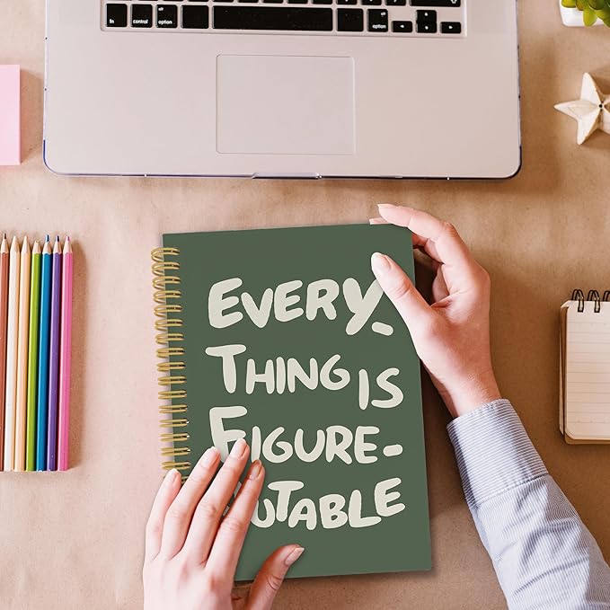 Everything is Figureoutable Spiral Notebook, Inspirational Journaling Notebooks for Counselling Therapy Office School, Motivational Hardcover Journals Gifts for Women, 160 Pages 5.5 x 8.3 Inch