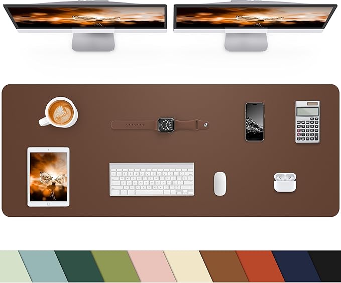 Extra Large Desk mat, Leather Desk Pad Protector,Office Desk Mat,Mouse Pad, Non-Slip Desk Blotter, Laptop Desk Pad, Waterproof Desk Writing Pad for Office&Home (Brown, 55" x 17")