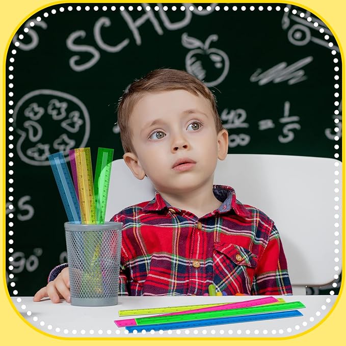 Harloon 480 Pack Clear Plastic Rulers Bulk for Classroom Back to School Supplies Transparent Flexible Rulers with Centimeters and Inches Measuring Tool for Classroom School Students(12 Inch)