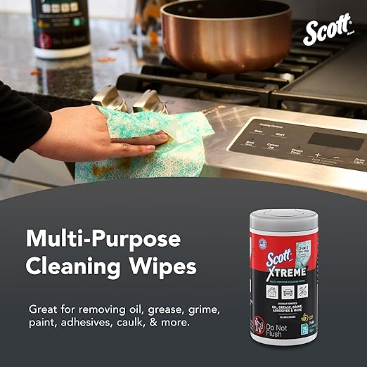 Scott Shop Original Xtreme Multi-Purpose Cleaning Wipes (54591), Heavy Duty Textured Extreme Clean Wiper with Citrus Scent, 9"x7" Wipe (6 Canisters of 75 Sheets, 450 Sheet Total)