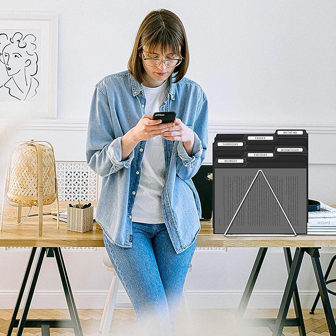 9 Pack Black Plastic File Folder,Fun Storage 3 Tab Heavy Duty Manila Folders with 1/3-Cut Tabs,Letter Size Poly Filing Folder,Durable Document Organizer for Office Home School, 8.5 x 11 Inches