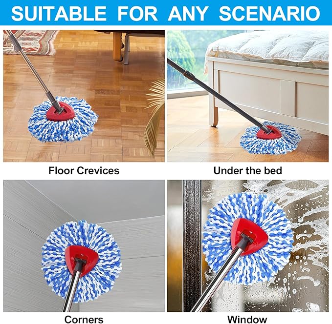 10 Pack Mop Replace Heads Compatible with O-Cedar Easywring Rinseclean 2-Tank System, Spin Mop Head Replacement, Microfiber Mop Refills for Deep Cleaning, Washable and Reusable