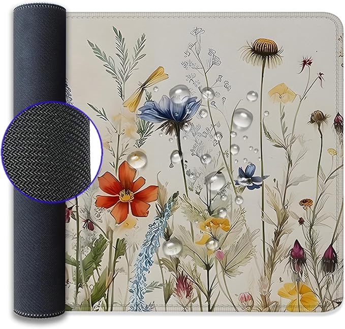Watercolor Plant Sunflowers Desk Pad Mouse Pad,Floral Prints Extended Large Gaming Mouse Mat with Stitched Edges,Non-Slip Waterproof Rubber Base Mousepad for Office Work Home(27.5X11.8 in)