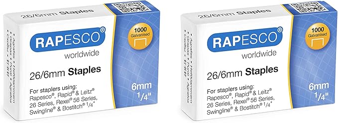 Rapesco 1602 Marlin Stapler with 2000 Staples Type 26/6mm (1/4"), 25 Sheet Capacity, Non-Slip Base, Metal Office Stapler, Uses Type 26 and Type 24 High Capacity Staples