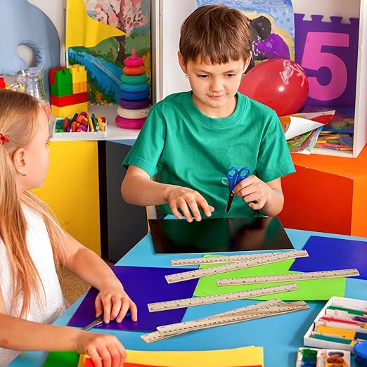 Qilery 100 Pcs Wooden Ruler 12 Inches Wood Measuring Ruler 2 Scale Rulers for Kids Classroom Rulers with Centimeters and Inches 30 cm Drafting Tools for Home Office School Adults Students Supplies