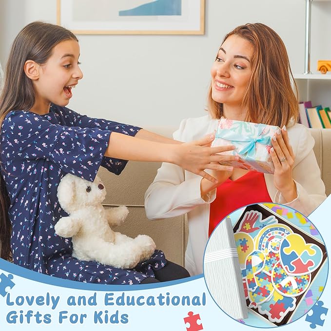 CJiangpo 30Pcs Autism Awareness Sticky Notes Pads, 600 Sheets Colorful Puzzle Pieces Self Stick Notepad Memo Pads Autism Inspirational Page Marker Gift for Women Men Kids Classroom Prizes Party Filler