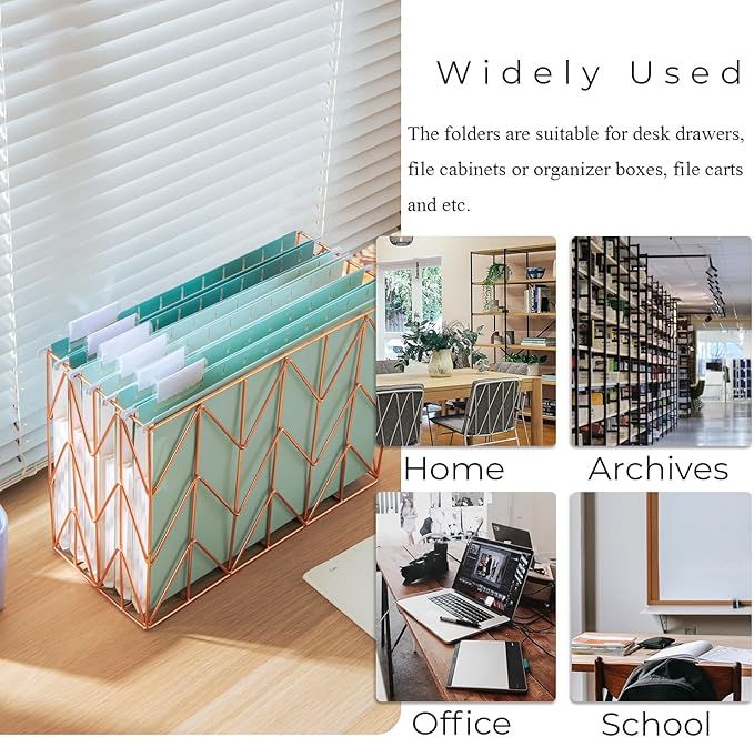 Y YOMA Letter Size - 6 Pack Extra Capacity Hanging File Folders Accordion Decorative Reinforced File Folder Cute Colored Expandable Folder for Office Home with 1/5-Cut Adjustable Tabs, Teal Blue