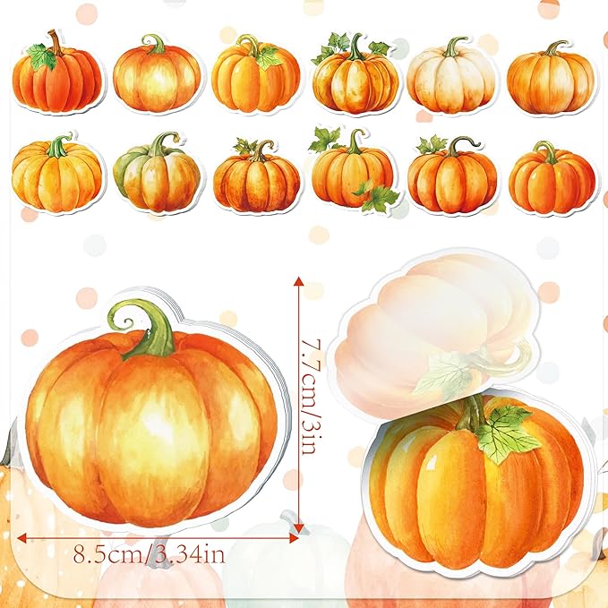 240 Pcs Pumpkin Sticky Notes 12 Designs Pumpkin Notebook Colored Sticky Notes Pads Pumpkins Sticky Note Self Stick Notes Memo Pads for School Office