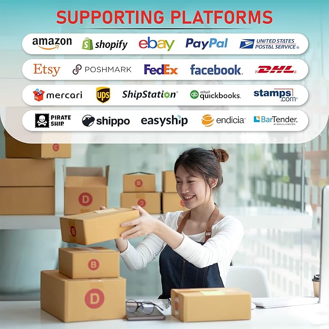 Arkscan 2054K-WF Mini WiFi Wireless Shipping Label Printer for iPhone Windows Mac Chromebook Android Support Amazon Ebay Paypal Shopify Shipstation UPS USPS FedEx Fanfold Direct Label