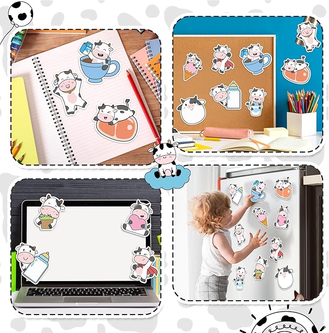 CJiangpo 30Pcs Cow Sticky Notes Cute Cow Sticky Note Pads, 600 Sheets Self Stick Notepad Memo Pads Funny Page Marker Classroom Rewards Back to School Animal Themed Party Favors Filler Gift