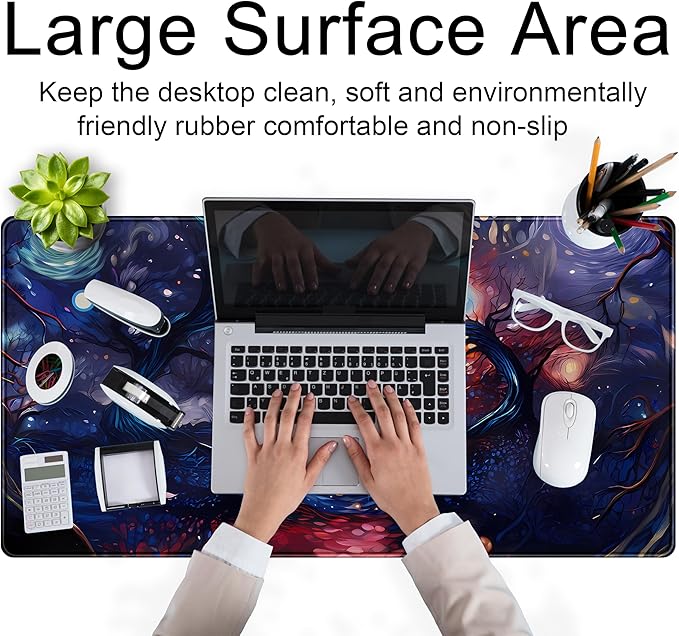 Abstract Art Tree XXL Large Extended Gaming Mouse Pad Laptop Mat Aesthetics Mousepad, Office Decor Desk Pad, Computer Keyboard and Mouse Mat, Non-Slip Desk Matt with Stitched Edge, 31.5''x15.7''