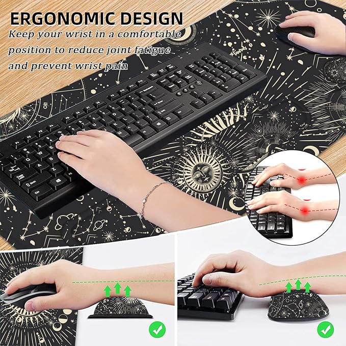 LATEEFAH Desk Mat, Mouse Pad with Wrist Rest, 4-in-1 Large Mouse Pads for Desk, Ergonomic Mouse Pad and Keyboard Wrist Rest Gaming Keyboard Mat for Office, Home