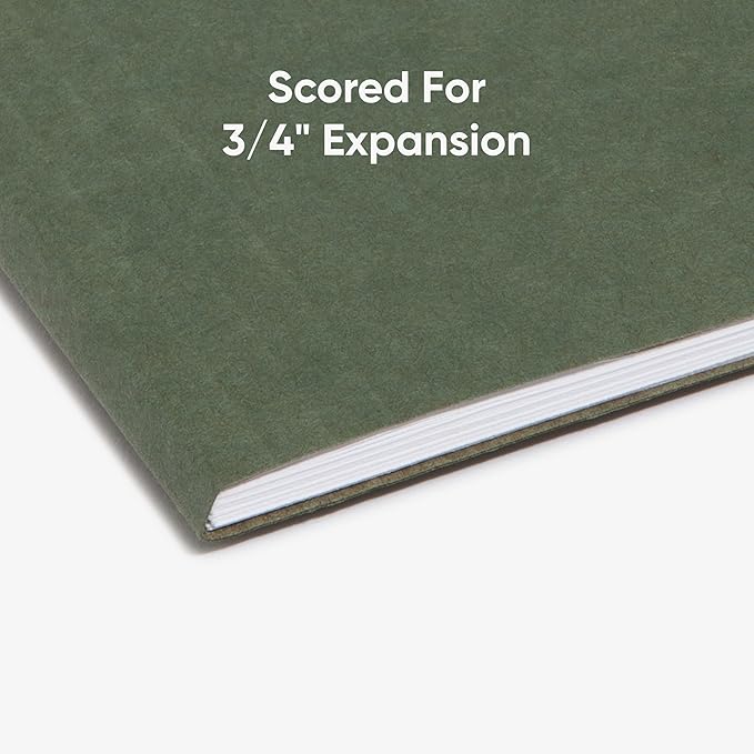 Smead Hanging File Folder, 1/5-Cut Adjustable Tab, Letter Size, Standard Green, Hanging Folders for Filing Cabinets, File Organizer Folder, 50 Per Box (64029)