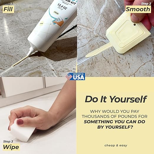PentaUSA Tile Grout - Large Grout Filler Repairs Renews Tube, Fast Drying Grout Repair Kit, Odorless Formula - Grout Floater Included - 13.4oz / 380gr (Cream)