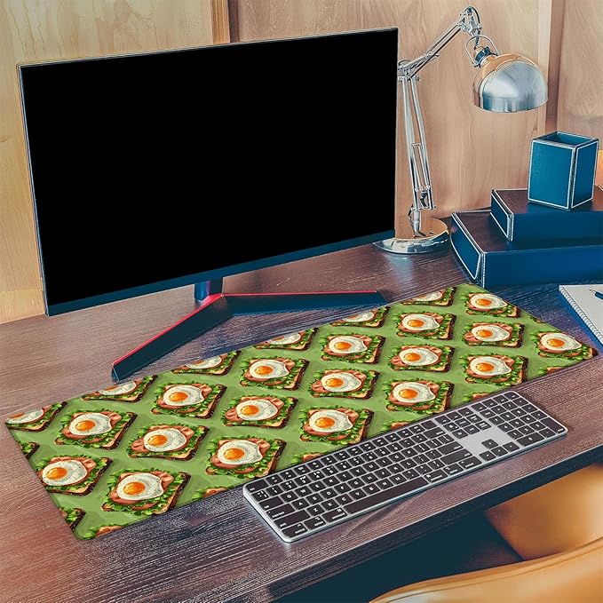 Delicious Sandwiches Gaming Mouse Pad, Extended Fun Breakfast Desk Mat Computer Laptop Mousepad, Robust Stitched Edges, 31.5"×11.8" Large Office Keyboard Mouse Pads for Home Desktop Decor