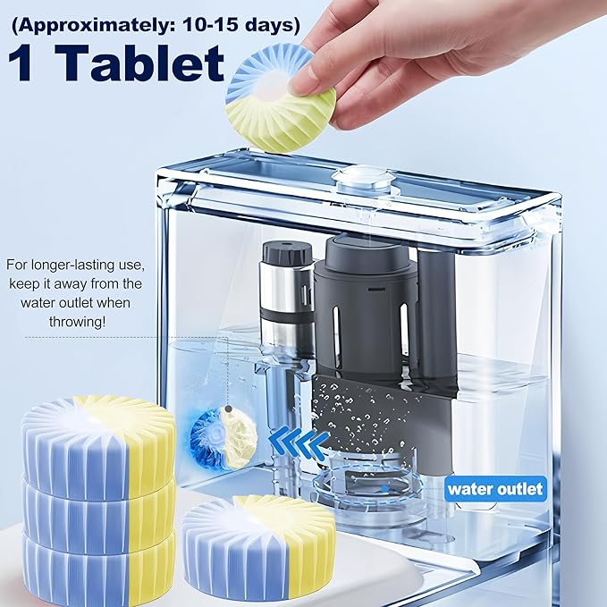 KELITE Automatic Toilet Bowl Cleaner Tablets, 10 Pack Long-Lasting Toilet Tank Cleaner for Bathroom, Blue Water Freshener, Prevents Stains & Odor, Safe for All Toilets (1, 10 Pack (Yellow+Blue))
