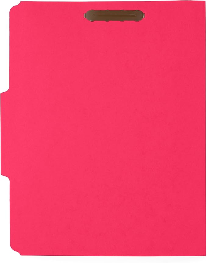 50 Red Fastener File Folders - 1/3 Cut Reinforced Assorted Tab - Durable 2 Prongs Designed to Organize Standard Medical Files, Law Client Files, Office Reports - Letter Size, Red, 50 Pack