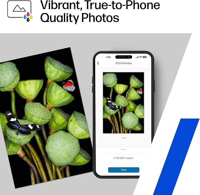 HP Envy Inspire 7255e Wireless Color Inkjet Printer, Print, scan, copy, Easy setup, Mobile printing, Best-for-home, 3 month Instant Ink trial included, AI-enabled (1W2Y9A)