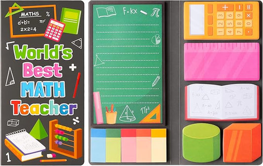 B1ykin Sticky Notes Set, Cartoon Theme Cute Self-Stick Notes Pad Teacher Appreciation Gifts， Self-Adhesive Writing Memo Pages Sticky to Do Notepad Thank You Gift for School Classroom (Math Teacher)