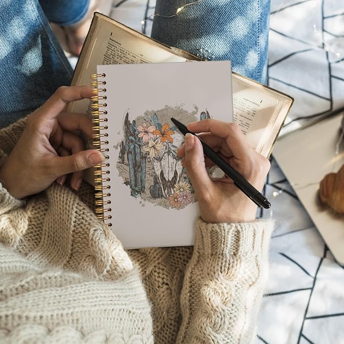 Wheatwin Western Spiral Notebook, Western Gifts for Women, Cowgirl Western Office School Supplies Journal, 5.5x8.3 Inch