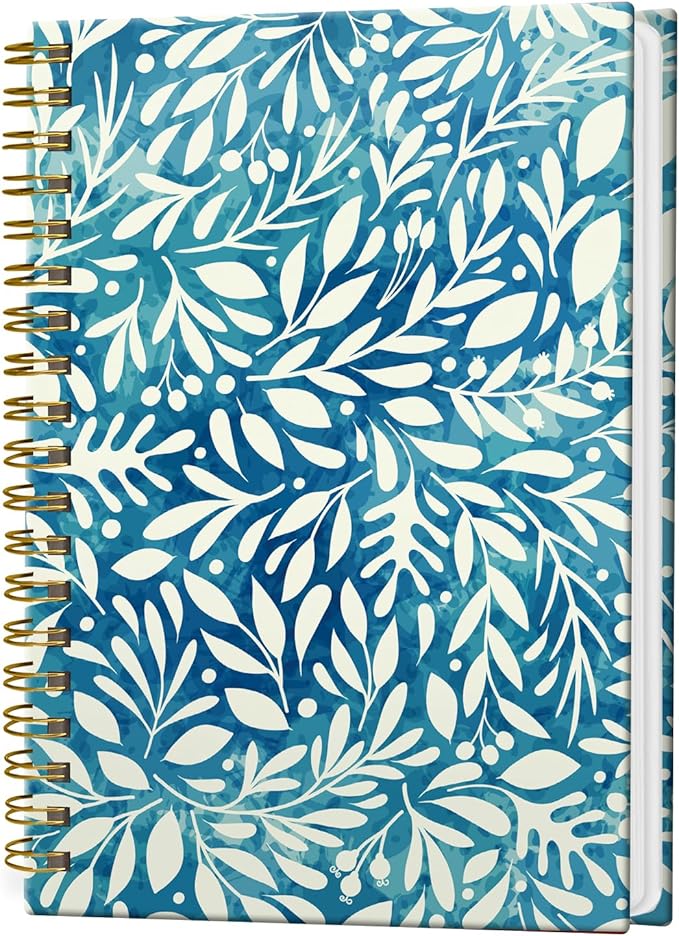 Spiral Notebook Journal for Women Men, A5 Hardcover Journal, 120 Pages Thick Paper, College Ruled Writing Notebook for School, Work & Office 8.3'' × 5.9''(Cute Plant Floral)