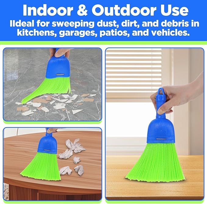 5 Pcs Polyfiber Handheld Brush – Durable Whisk Broom for Indoor & Outdoor Cleaning Compact, Hang Hole for Easy Storage – Ideal for Cars, Floors, Porches, and More