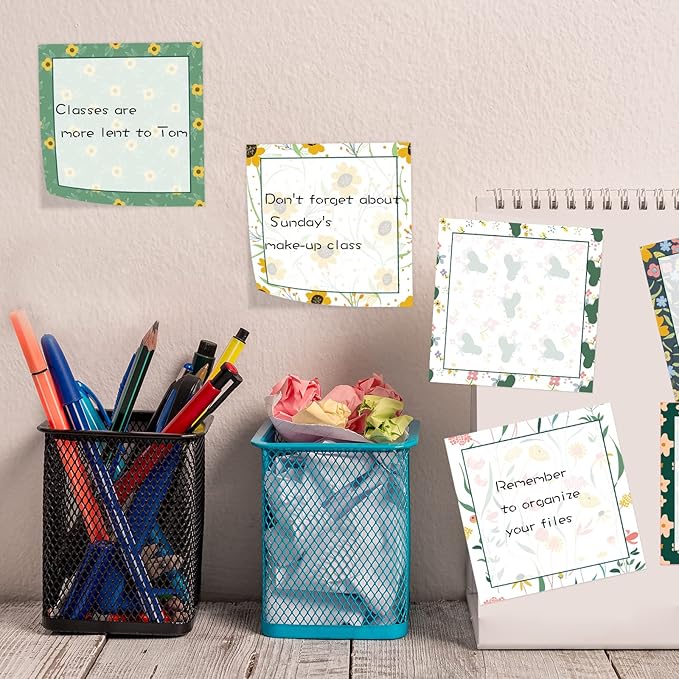 9 Pieces Flower Sticky Notes Adhesive Flower Memo Notes Self-Stick Note Pads for School Office Home Supplies Students Teachers Present, 9 Styles