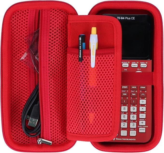 Storage Case Compatible with Texas Ti-84 Plus CE/TI-84 Plus/TI-Nspire CX II CAS/TI-Nspire CX II/TI-83 Plus/TI-89 Titanium/TI-85/TI-86 Calculator (Red)