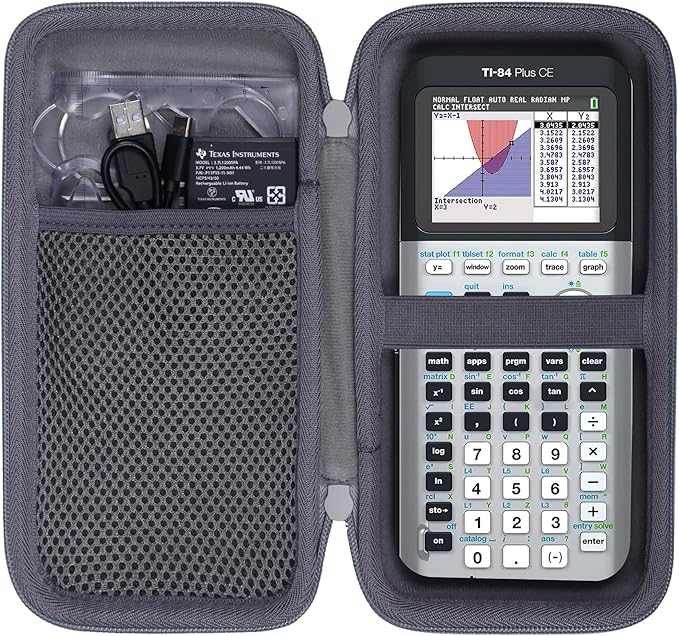 co2CREA Carrying Case for Texas Instruments TI-84 Plus CE Python Enhanced/TI-84/TI-Nspire CX II CAS/TI-Nspire CX II/TI-83 Plus/TI-89 Titanium/TI-85/TI-86 Color Graphing Calculator, Gray Case