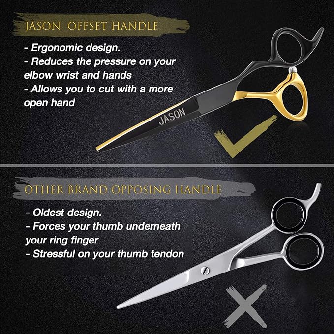 JASON 6'' Hair Cutting Scissors Professional Barber Shears 440C Japanese Stainless Steel Stylist Trimming Shear Salon Razor Edge Scissor