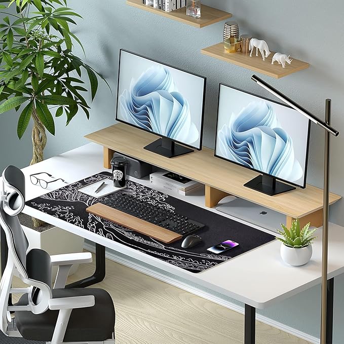 Desk Mat, Desk Pad Dual Sided Desktop Mat for Office and Home,Desk Organization and Accessories - Ideal for Large Mouse Pad and Desk Mats on Top of Desks (Black Sea Wave 31.5"x 15.7")