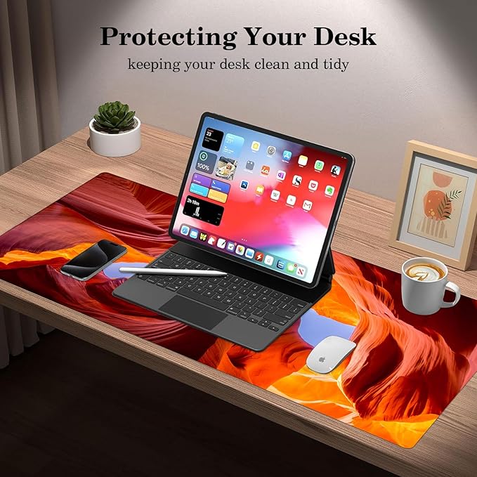 Antelope Valley Desk Pad Protector, Stitched Edges Mouse Pad, Large Office Desk Mat, Non-Slip Desk Blotter, Laptop Desk Pad, Desk Writing Pad for Office and Home (31.5" x 15.7 ")