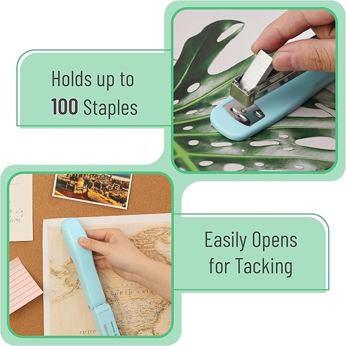 Mr. Pen- Staplers for Desk, 2 Pack With 200 Staples, 20 Sheet Capacity, Blue, Office Stapler Set