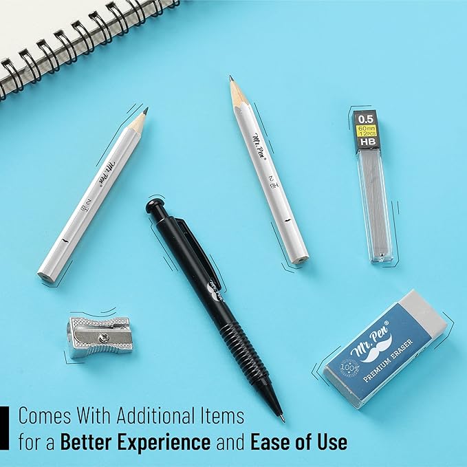 Mr. Pen- Geometry Set, 15 pcs, Light Blue, 6 Inch Swing Arm Protractor, Divider, Set Squares, Ruler, Compasses and Protractor