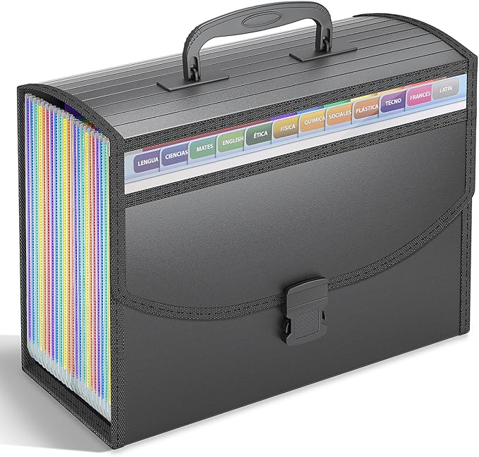 25 Pockets Accordion File Organizer with Handle,Expanding File Folders for Documents, A4/Letter Size Paper,a-z Tabs,Perfect Expandable Accordian Filing Folders with Visible Window