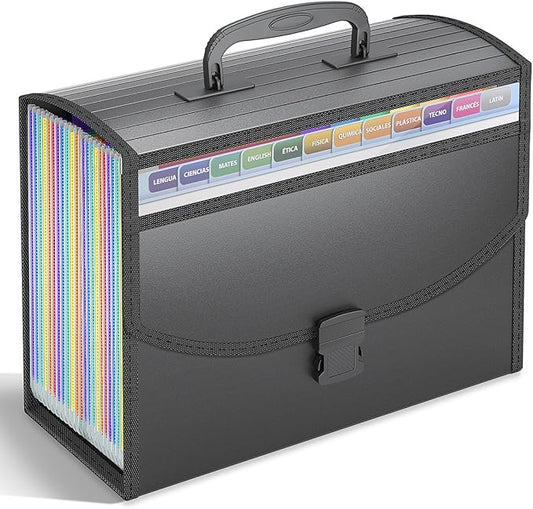 25 Pockets Accordion File Organizer with Handle,Expanding File Folders for Documents, A4/Letter Size Paper,a-z Tabs,Perfect Expandable Accordian Filing Folders with Visible Window