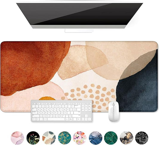 Auhoahsil Large Mouse Pad, XXL Desk Pad, Extened 35" x 15", Non-Slip Rubber Base, Stitched Edges, Superior Surface, Waterproof Keyboard Mat, Large Mousepad for Gamer, Office & Home, Abstract Stone