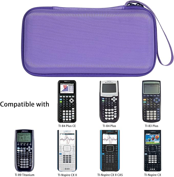 co2CREA Carrying Case for Texas Instruments TI-84 Plus CE Python Enhanced/TI-84/TI-Nspire CX II CAS/TI-Nspire CX II/TI-83 Plus/TI-89 Titanium/TI-85/TI-86 Color Graphing Calculator, Iris Purple Case