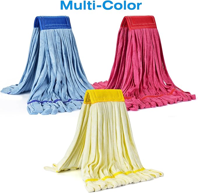 Matthew Cleaning Microfiber Tube Mop(Meduim,Yellow,3Pack) Heavy Duty Mop Head Replacement,Excellent Absorbency,Premium launderability,Reusable,Loop end for Home,Commercial and Industrial Use
