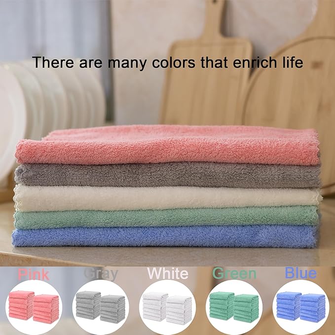 kimteny Kitchen Cloth Dish Towels, 13x28 Inches Premium Dishcloths, Super Absorbent Coral Velvet Microfiber Cleaning Cloths, Fast Drying Rags for Washing Dishes (13x28-6 Pack, Pink)