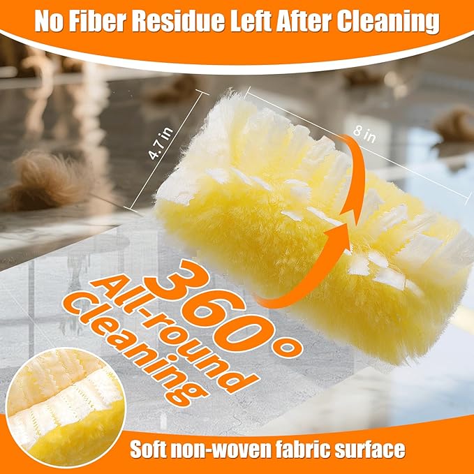 Senowi 60 Count 360° Heavy Duty Duster Refills Compatible with Swiffer,Large Size-Extra Thick Disposable Electrostatic Feather Duster Refill with 1 Retractable Handle(35-inch Length Fully expanded)